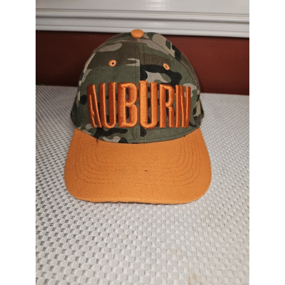 Vintage Auburn Tigers Camo Orange Bill And Letters Adjustable Hat Cap